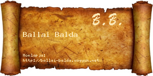 Ballai Balda névjegykártya